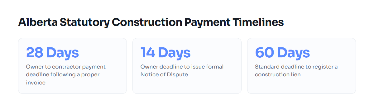 Key statutory timelines under the Alberta Prompt Payment and Construction Lien Act