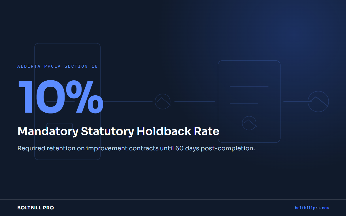 Statutory construction holdback rate of 10 percent